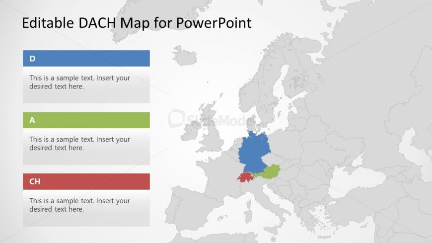 PowerPoint Editable Map of DACH Countries