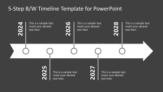 5-Step Black & White Timeline PowerPoint Template