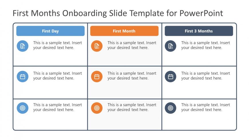 First Day Month 3 Month PowerPoint Table