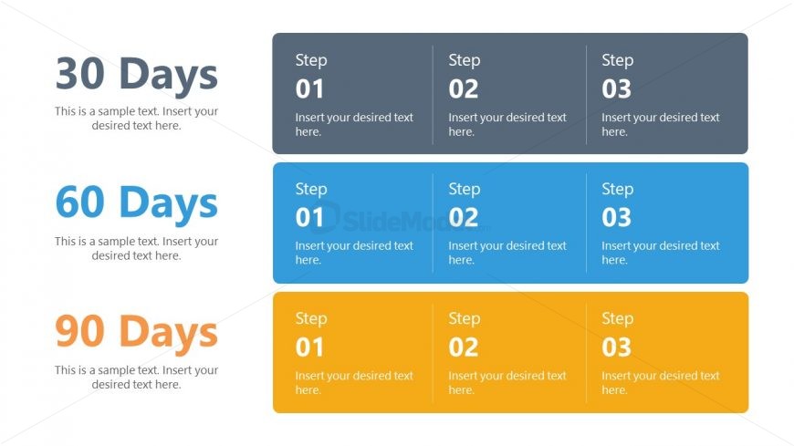 4 Steps Timeline PowerPoint 30-60-90 Day Plan