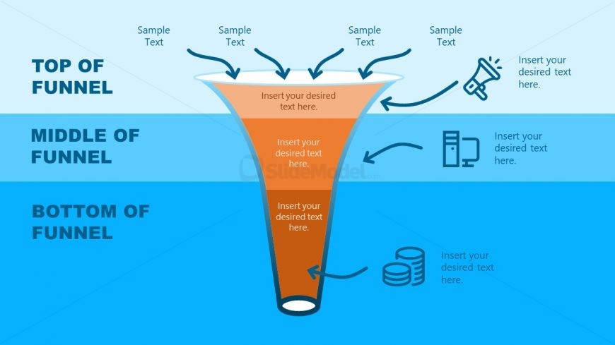 3 Level Funnel Diagram PowerPoint 