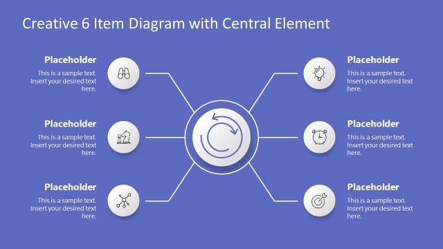 Creative 6 Item Diagram for PowerPoint with Central Element