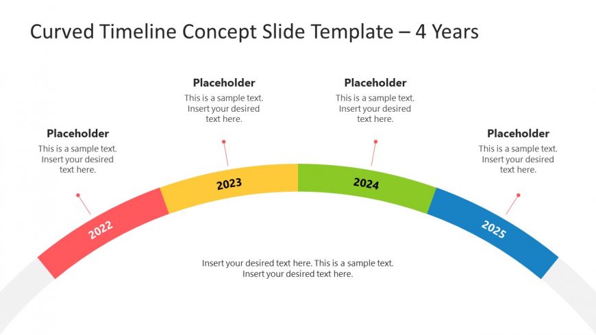 Presentation of 5 Steps Curved Timeline