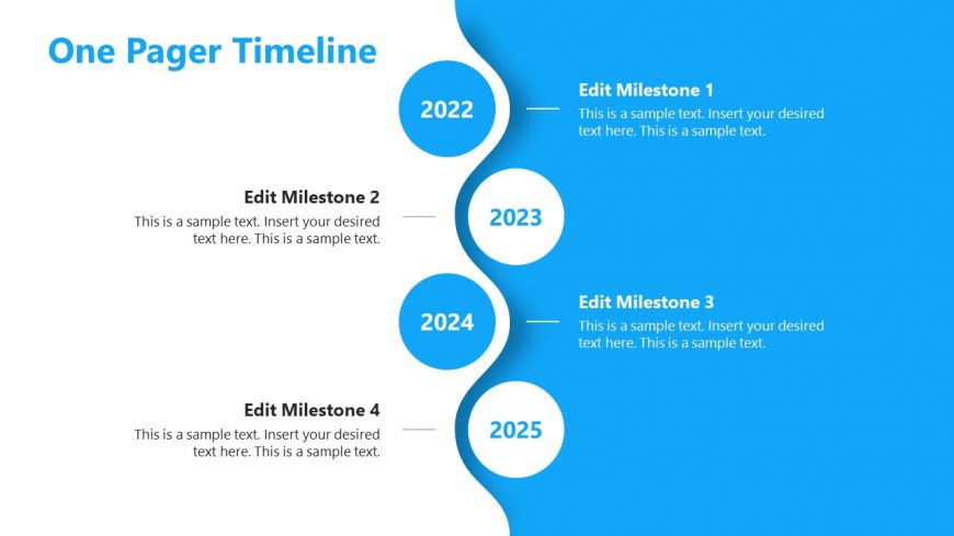 4 Milestones on Vertical Timeline Template 