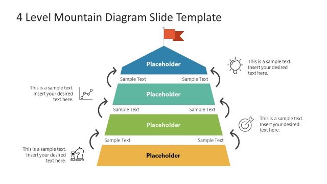 4 Level Mountain Shape PowerPoint Diagram