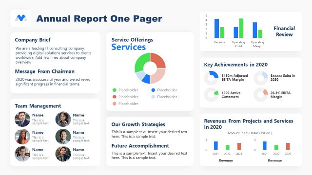 One Pager Annual Report PowerPoint Template
