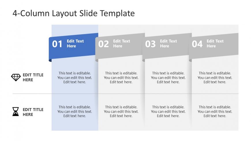 PPT 4 Column Step 1 Template Presentation 