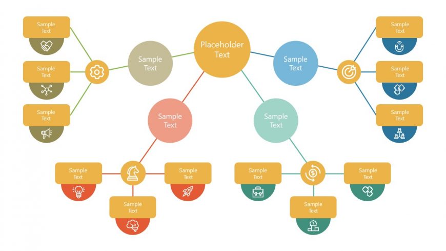 PPT 4 Segment Mind Map Template