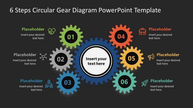 6 Steps Circular Gear PowerPoint Infographics