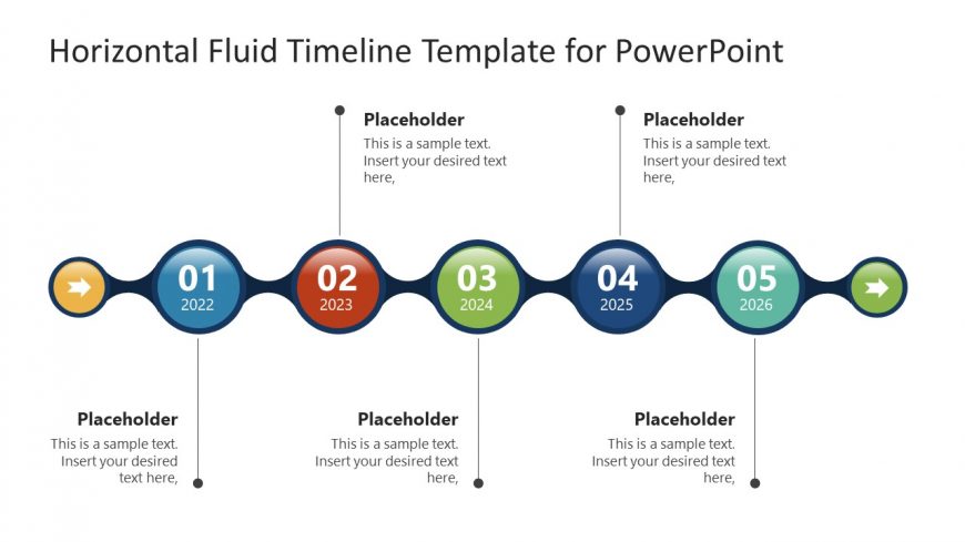 PowerPoint Fluid Timeline Template 5 Milestones