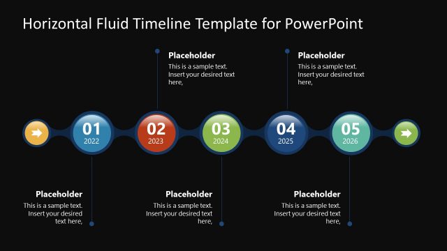 Fluid Diagram 5 Steps Horizontal Timeline Template