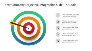 Dartboard Arrow Template 5 Steps Objectives PPT