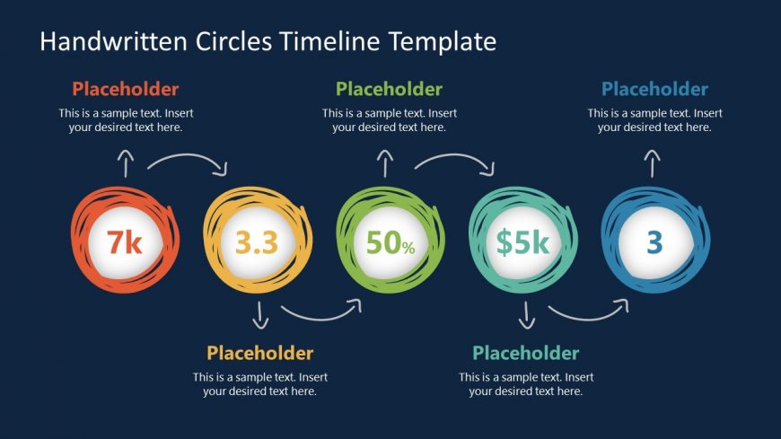 5 Steps Horizontal Timeline Hand Drawn Circles