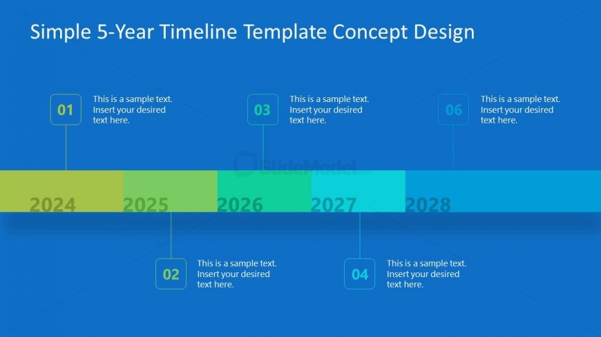 Simple 5-Year Timeline Design Concept Template for PowerPoint