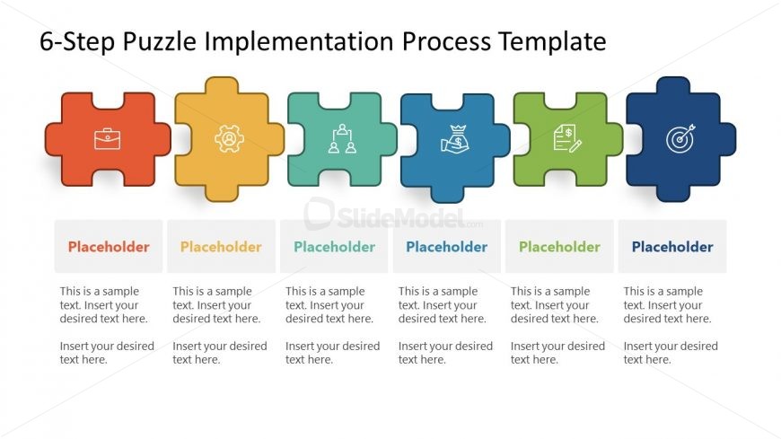 PPT Template for 6-Step Puzzle Implementation Process