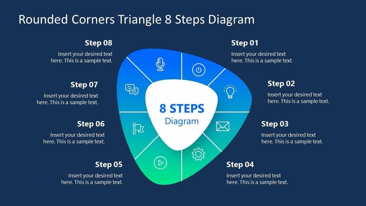 Presentation of 8 Steps Rounded Corner Triangle 