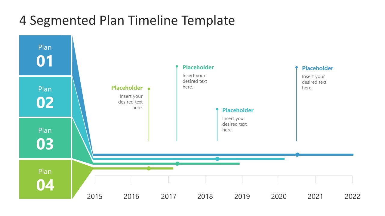 4 Timelines Segmented Plan PowerPoint