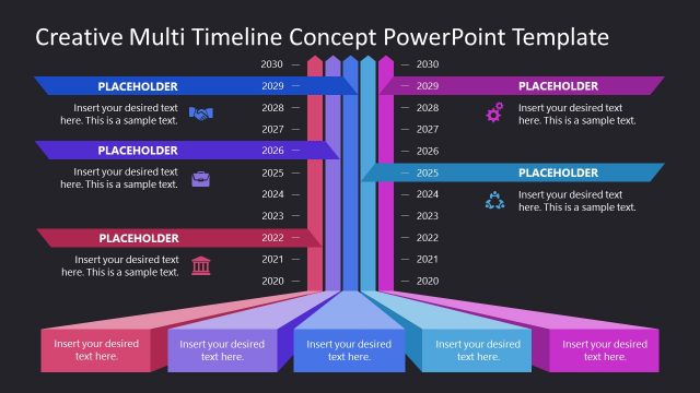 PowerPoint Template of Multi Timeline Concept Diagram