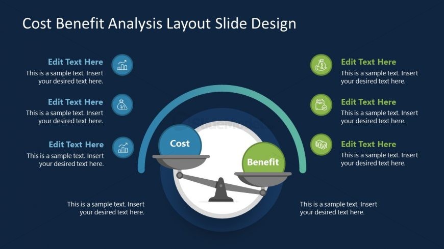 Benefit-Cost Analysis Diagram PPT - Black Background