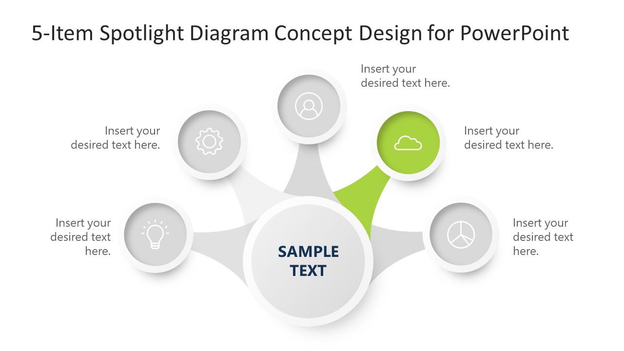 PPT Presentation Template for 5 Step Concept Diagram