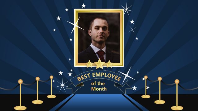 Employee of the Month Template – Blue Background