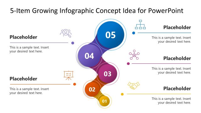 5-Item Growing Infographic Concept Idea for PowerPoint