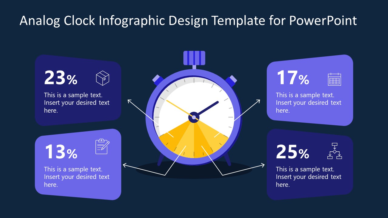 Analog Clock Infographic Design Template - Dark Background 