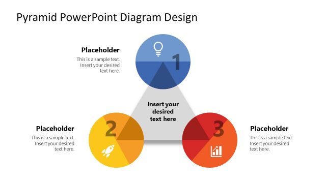 3 Steps Flat Pyramid Concept PowerPoint Diagram