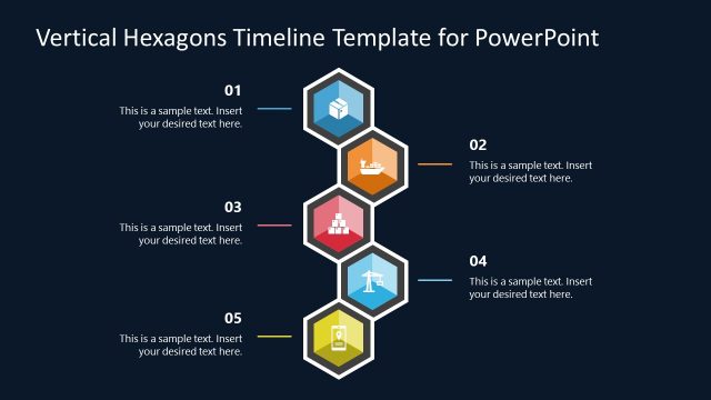 Vertical Hexagons Infographic Timeline Model – Blue Background