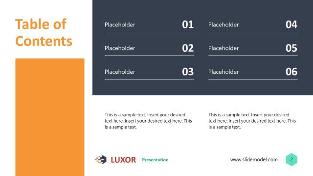 Table of Contents Slide
