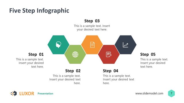 Five Step Hexagons Infographic Diagram