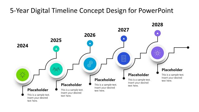 5-Year Digital Timeline Concept Design for PowerPoint