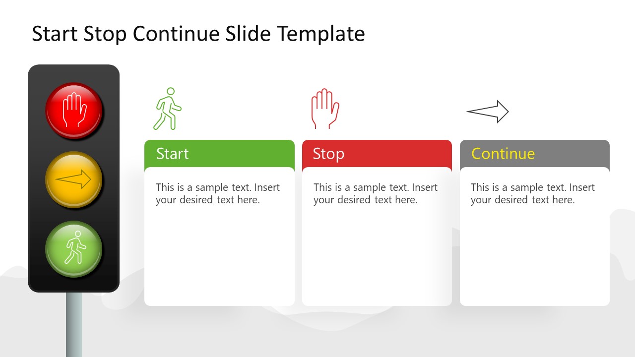 Start Stop Continue Slide Template for PowerPoint SlideModel