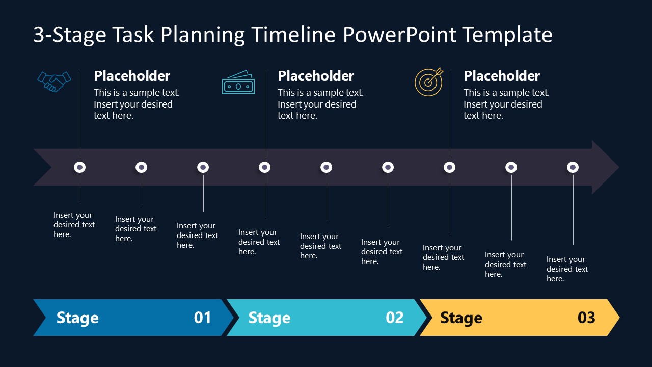 3 Stage Timeline Template for PowerPoint