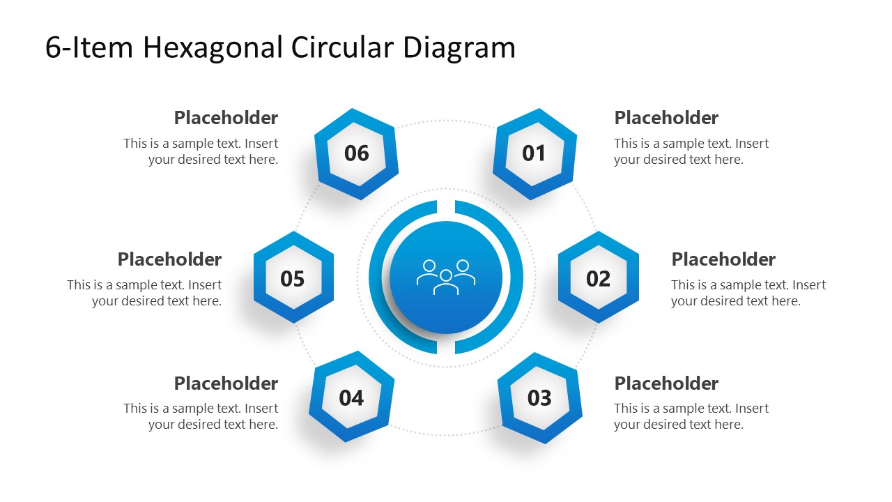 6 Step Hexagonal Infographic Template - White Background