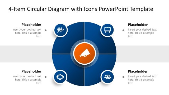 4-Item Circular Diagram Template with Icons for PowerPoint