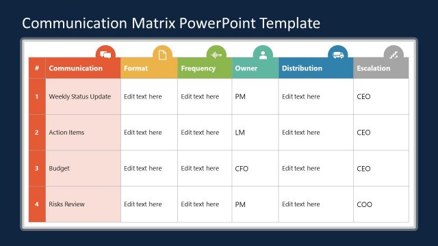 Communication Matrix PPT Template – Dark Background