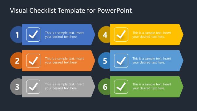 6 Points Visual Checklist Design – Dark Background