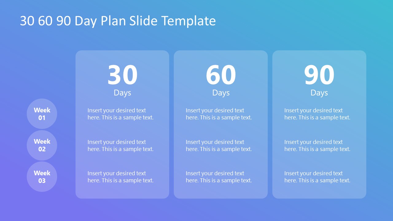 Editable PPT Sections for 30 60 90 Plan 