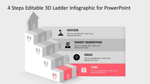 4 Steps Editable 3D Ladder Infographic Template
