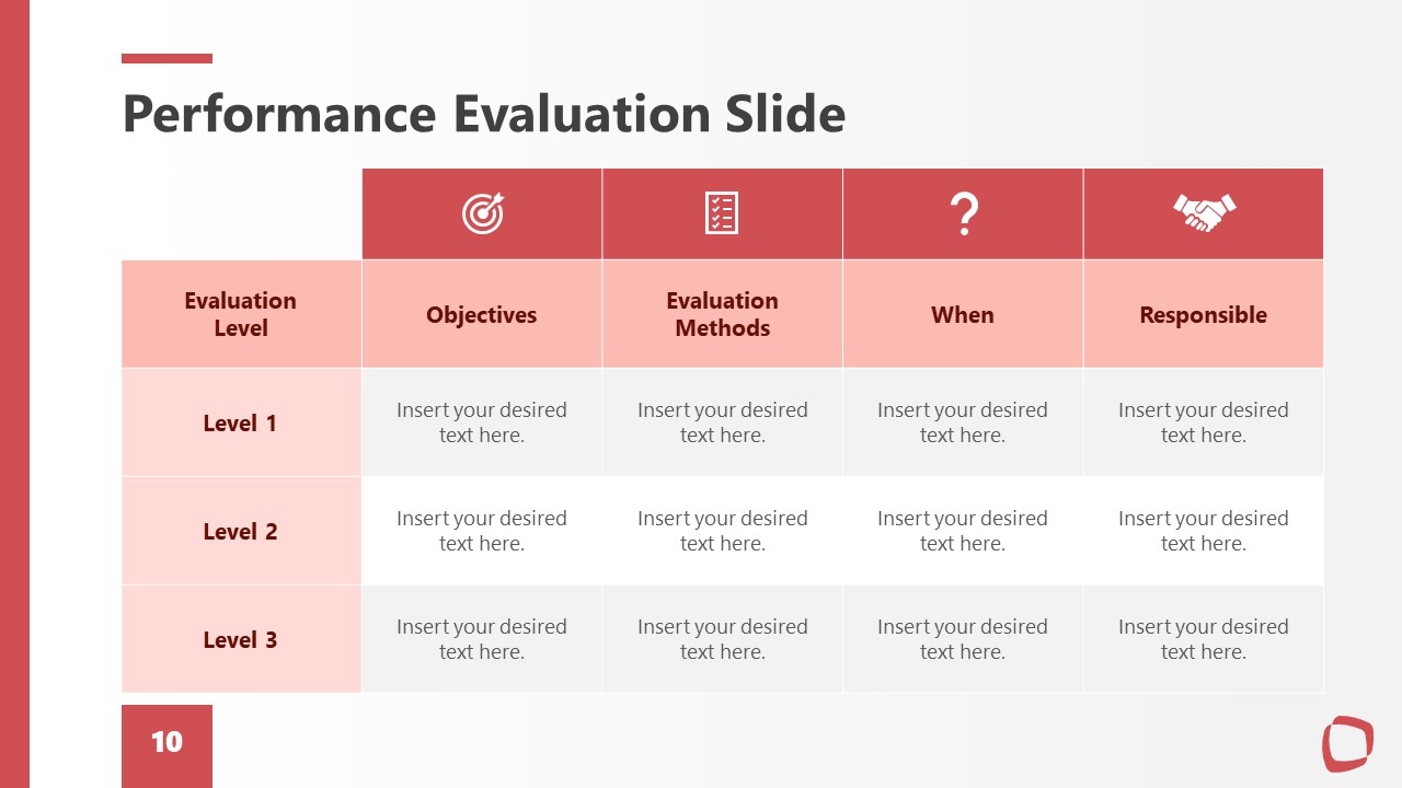 PPT Slide Template for Performance Evaluation