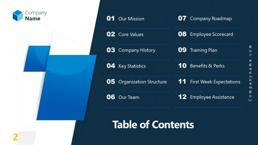 Numbering Slide for Table of Contents 