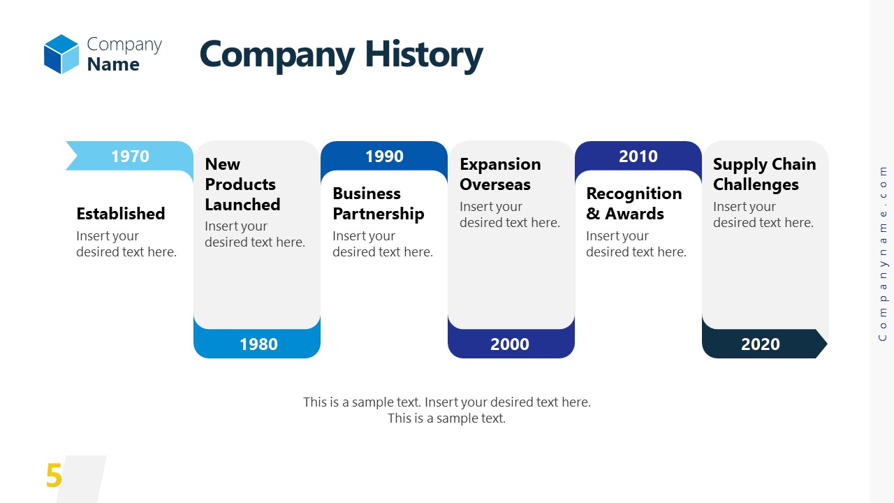 Editable Layout for Company History Presentation 