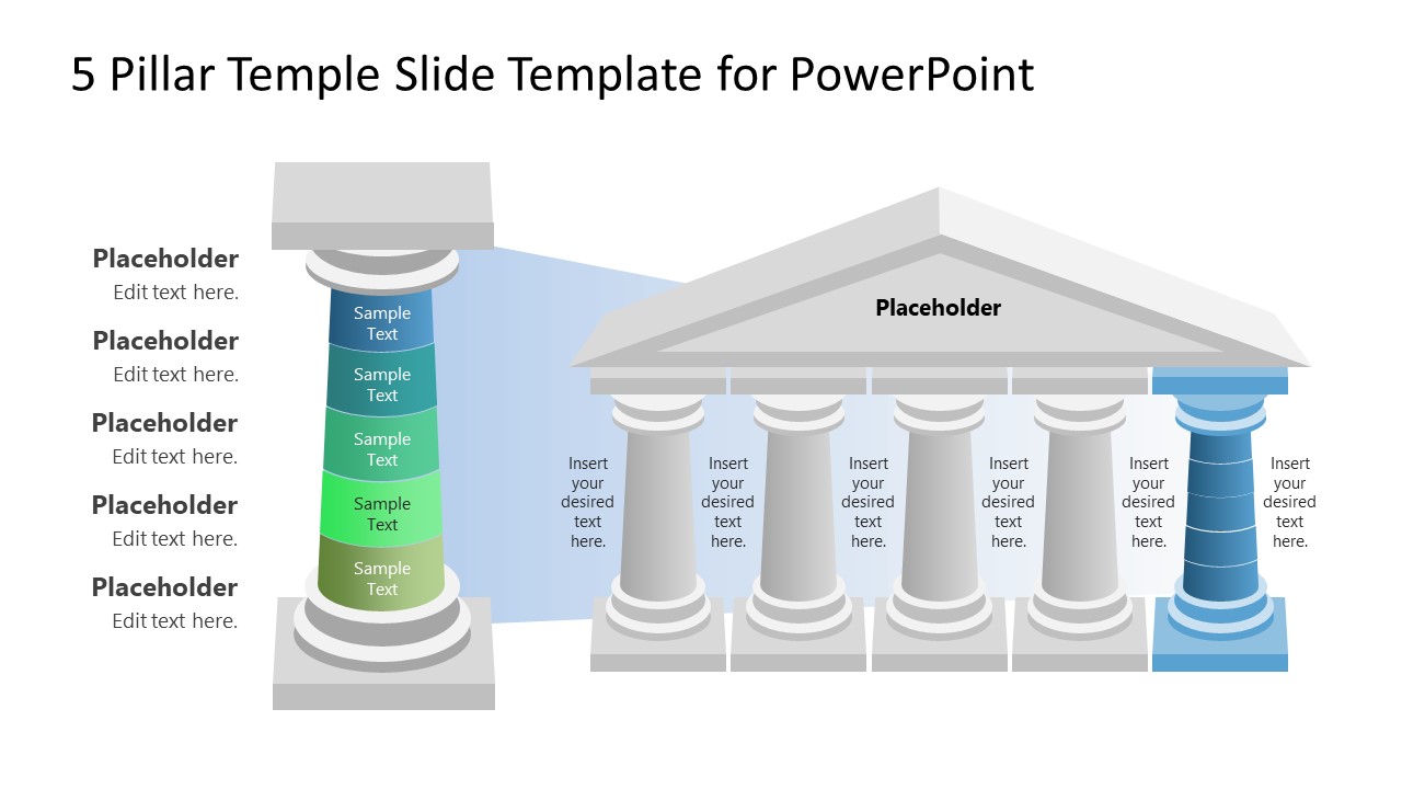 5 Pillar Temple Diagram for PPT Presentation