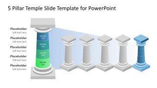 PPT Greek Pillars Diagram with Editable Text Area