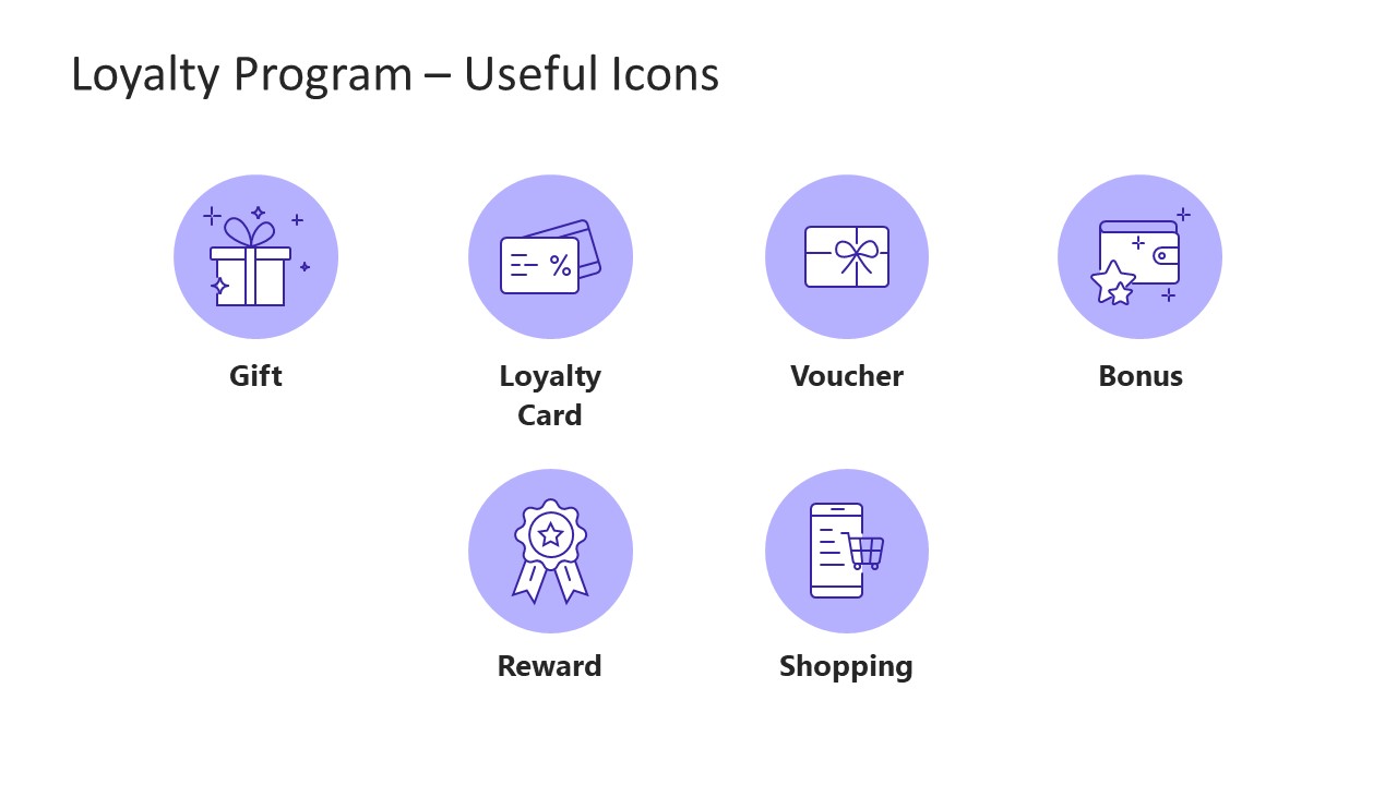 Template Slide with Loyalty Program Graphic Icons