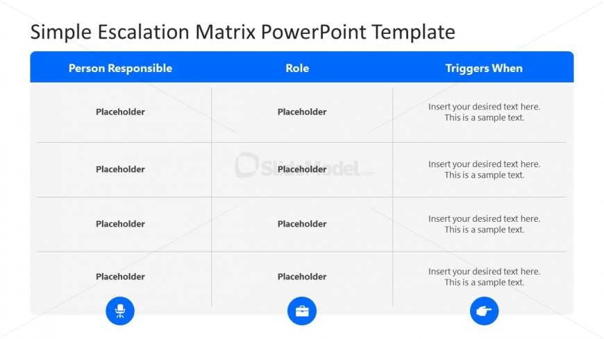 PowerPoint Matrix for Roles and Responsibilities in Escalation