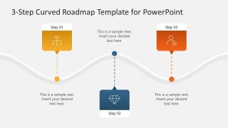 3-Step Curved Timeline Template for PowerPoint