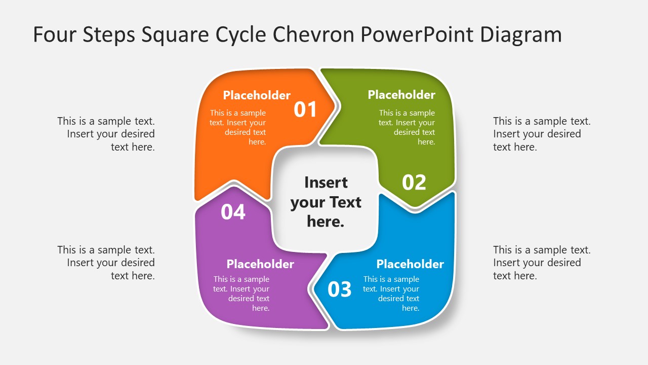 Four radial square PowerPoint Diagram Template