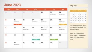 June Calendar Design for PPT